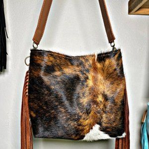 TTT Leatherworks Cowhide Brindle Snap Chlo 18" Fringe